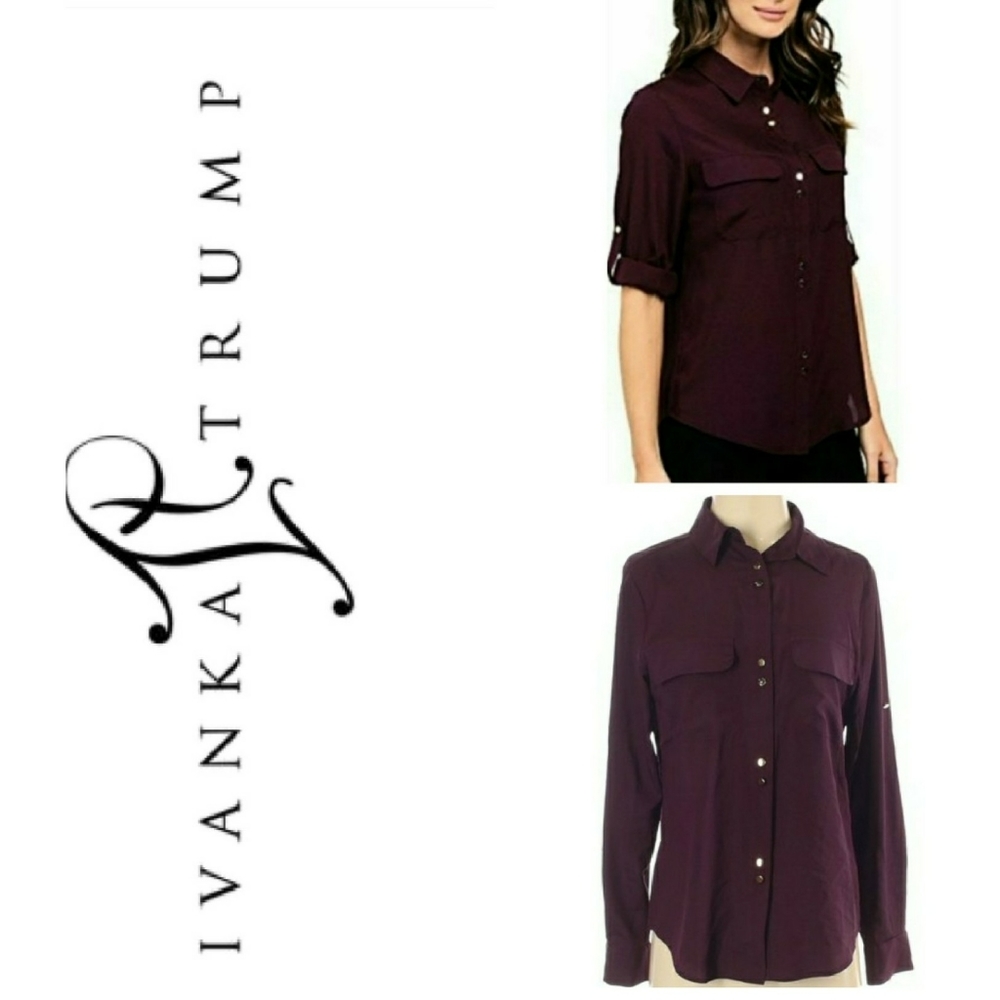 Ivanka Trump Crepe De Chine Long Sleeve Blouse